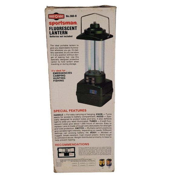 Vintage Green Ray-O-Vac Sportsman Camping Fluorescent Lantern in Box 360-B - Picture 7 of 8